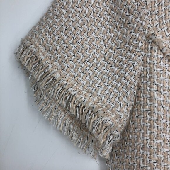 NWT Eliza J Ivory Short Sleeve Fringe Trim A-line Round Neck Tweed Dress Size 10 - Picture 10 of 16